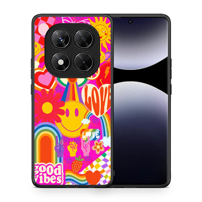 Θήκη Xiaomi Redmi Note 14 Pro 5G / Poco X7 Hippie Love από τη Smartfits με σχέδιο στο πίσω μέρος και μαύρο περίβλημα | Xiaomi Redmi Note 14 Pro 5G / Poco X7 Hippie Love case with colorful back and black bezels