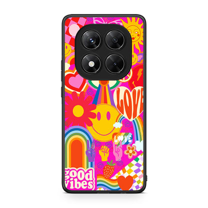 Xiaomi Redmi Note 14 Pro 5G / Poco X7 Hippie Love θήκη από τη Smartfits με σχέδιο στο πίσω μέρος και μαύρο περίβλημα | Smartphone case with colorful back and black bezels by Smartfits