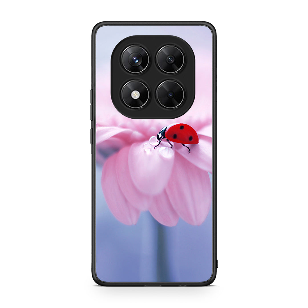 Xiaomi Redmi Note 14 Pro 5G / Poco X7 Ladybug Flower θήκη από τη Smartfits με σχέδιο στο πίσω μέρος και μαύρο περίβλημα | Smartphone case with colorful back and black bezels by Smartfits
