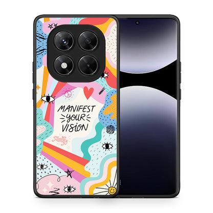 Θήκη Xiaomi Redmi Note 14 Pro 5G / Poco X7 Manifest Your Vision από τη Smartfits με σχέδιο στο πίσω μέρος και μαύρο περίβλημα | Xiaomi Redmi Note 14 Pro 5G / Poco X7 Manifest Your Vision case with colorful back and black bezels