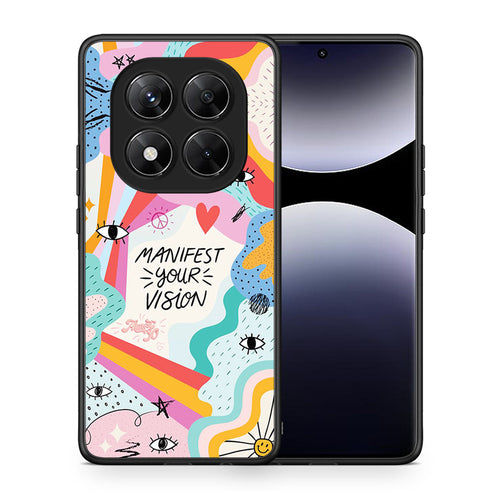 Θήκη Xiaomi Redmi Note 14 Pro 5G / Poco X7 Manifest Your Vision από τη Smartfits με σχέδιο στο πίσω μέρος και μαύρο περίβλημα | Xiaomi Redmi Note 14 Pro 5G / Poco X7 Manifest Your Vision case with colorful back and black bezels