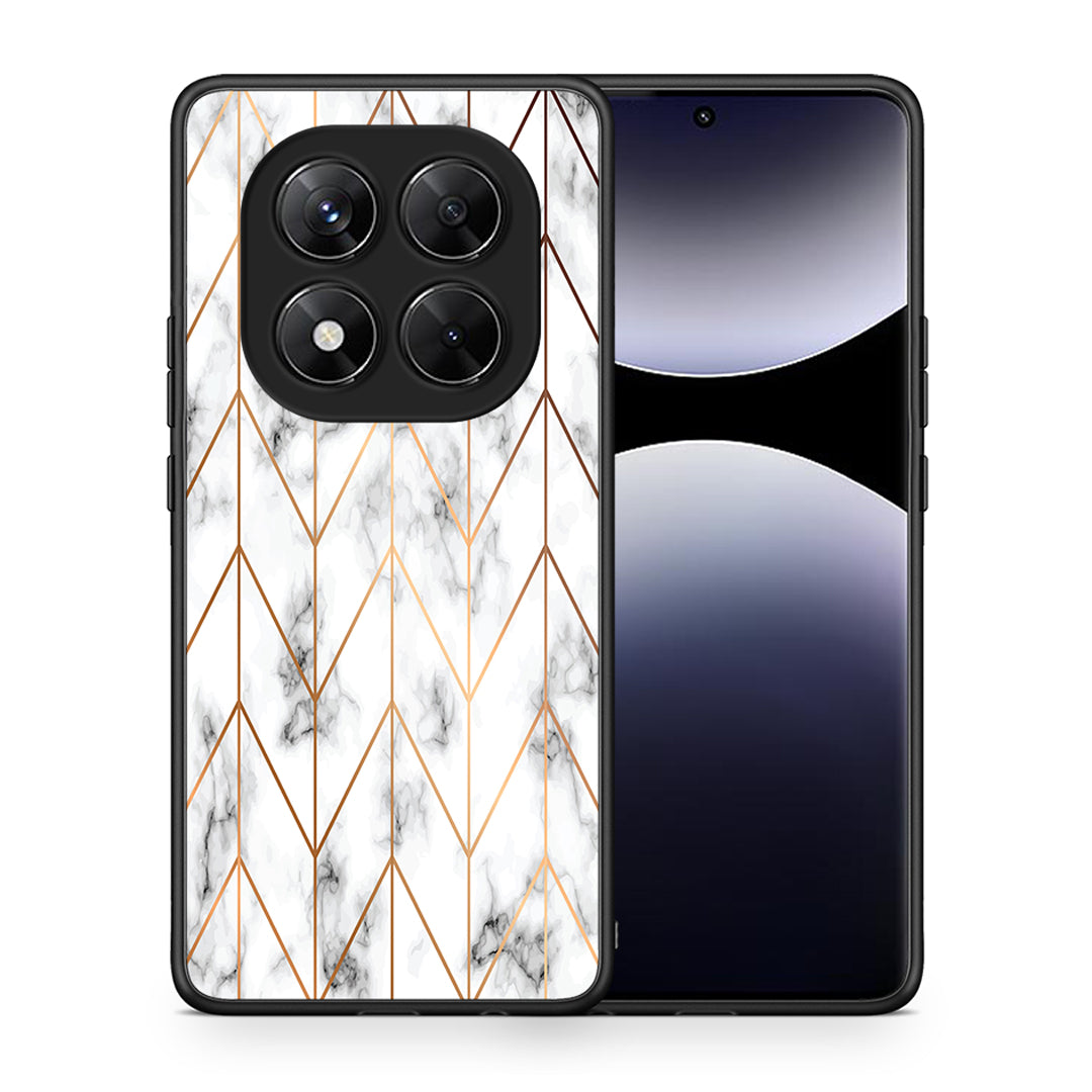 Θήκη Xiaomi Redmi Note 14 Pro 5G / Poco X7 Gold Geometric Marble από τη Smartfits με σχέδιο στο πίσω μέρος και μαύρο περίβλημα | Xiaomi Redmi Note 14 Pro 5G / Poco X7 Gold Geometric Marble case with colorful back and black bezels