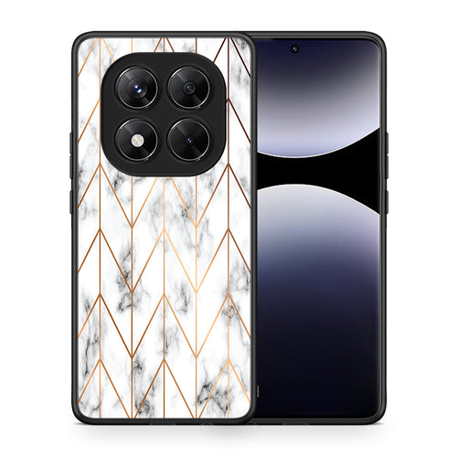 Θήκη Xiaomi Redmi Note 14 Pro 5G / Poco X7 Gold Geometric Marble από τη Smartfits με σχέδιο στο πίσω μέρος και μαύρο περίβλημα | Xiaomi Redmi Note 14 Pro 5G / Poco X7 Gold Geometric Marble case with colorful back and black bezels