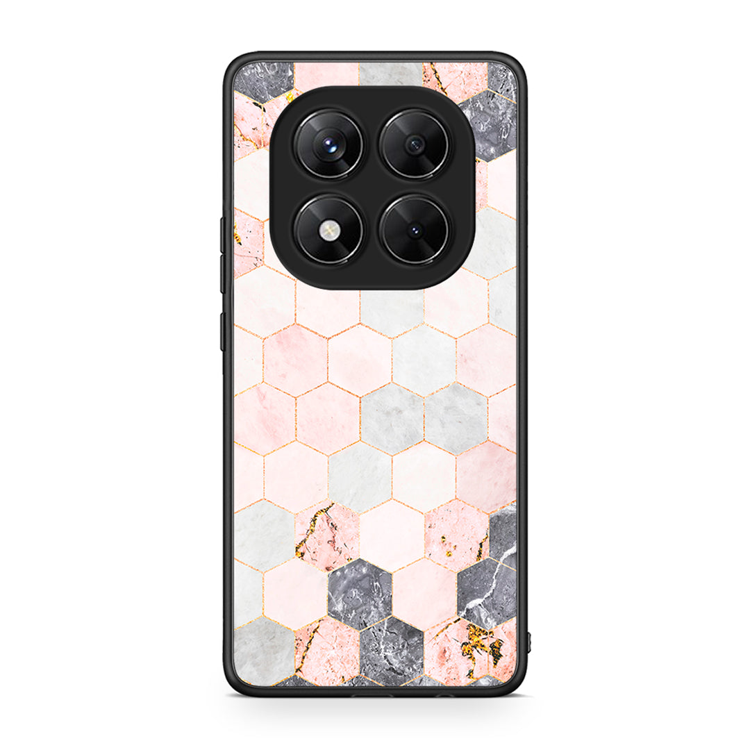 4 - Xiaomi Redmi Note 14 Pro 5G / Poco X7 Hexagon Pink Marble case, cover, bumper