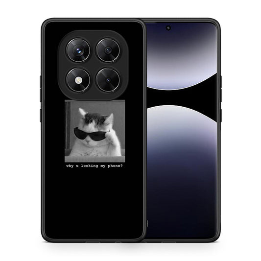 Θήκη Xiaomi Redmi Note 14 Pro 5G / Poco X7 Meme Cat από τη Smartfits με σχέδιο στο πίσω μέρος και μαύρο περίβλημα | Xiaomi Redmi Note 14 Pro 5G / Poco X7 Meme Cat case with colorful back and black bezels