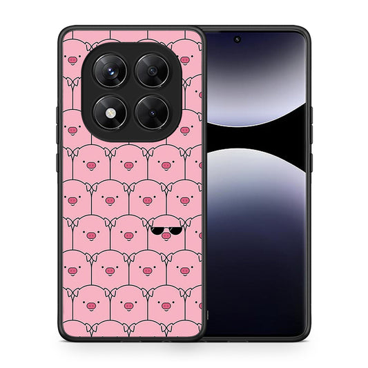 Θήκη Xiaomi Redmi Note 14 Pro 5G / Poco X7 Pig Glasses από τη Smartfits με σχέδιο στο πίσω μέρος και μαύρο περίβλημα | Xiaomi Redmi Note 14 Pro 5G / Poco X7 Pig Glasses case with colorful back and black bezels
