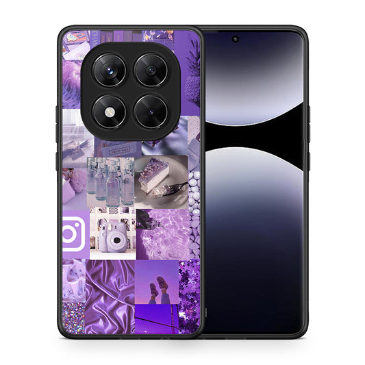 Θήκη Xiaomi Redmi Note 14 Pro 5G / Poco X7 Purple Aesthetic Collage από τη Smartfits με σχέδιο στο πίσω μέρος και μαύρο περίβλημα | Xiaomi Redmi Note 14 Pro 5G / Poco X7 Purple Aesthetic Collage case with colorful back and black bezels