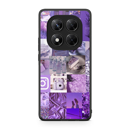Xiaomi Redmi Note 14 Pro 5G / Poco X7 Purple Aesthetic Collage θήκη από τη Smartfits με σχέδιο στο πίσω μέρος και μαύρο περίβλημα | Smartphone case with colorful back and black bezels by Smartfits