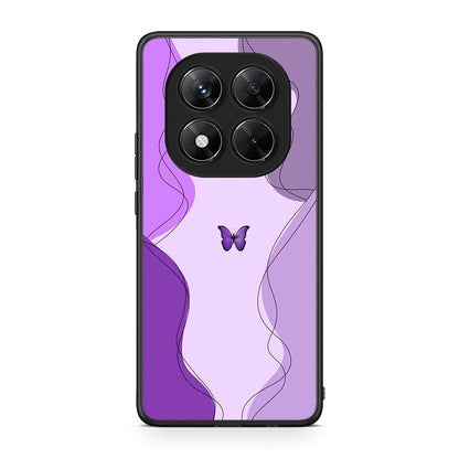 Xiaomi Redmi Note 14 Pro 5G / Poco X7 Purple Mariposa Θήκη Αγίου Βαλεντίνου από τη Smartfits με σχέδιο στο πίσω μέρος και μαύρο περίβλημα | Smartphone case with colorful back and black bezels by Smartfits