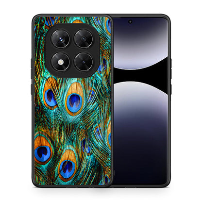 Θήκη Xiaomi Redmi Note 14 Pro 5G / Poco X7 Real Peacock Feathers από τη Smartfits με σχέδιο στο πίσω μέρος και μαύρο περίβλημα | Xiaomi Redmi Note 14 Pro 5G / Poco X7 Real Peacock Feathers case with colorful back and black bezels