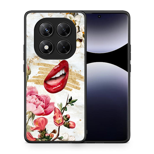 Θήκη Xiaomi Redmi Note 14 Pro 5G / Poco X7 Red Lips από τη Smartfits με σχέδιο στο πίσω μέρος και μαύρο περίβλημα | Xiaomi Redmi Note 14 Pro 5G / Poco X7 Red Lips case with colorful back and black bezels