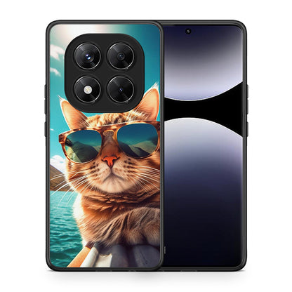 Θήκη Xiaomi Redmi Note 14 Pro 5G / Poco X7 Summer Cat από τη Smartfits με σχέδιο στο πίσω μέρος και μαύρο περίβλημα | Xiaomi Redmi Note 14 Pro 5G / Poco X7 Summer Cat case with colorful back and black bezels
