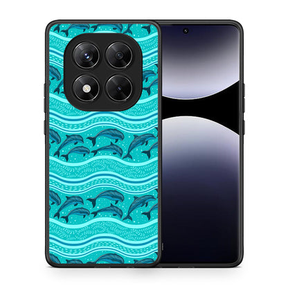 Θήκη Xiaomi Redmi Note 14 Pro 5G / Poco X7 Swimming Dolphins από τη Smartfits με σχέδιο στο πίσω μέρος και μαύρο περίβλημα | Xiaomi Redmi Note 14 Pro 5G / Poco X7 Swimming Dolphins case with colorful back and black bezels