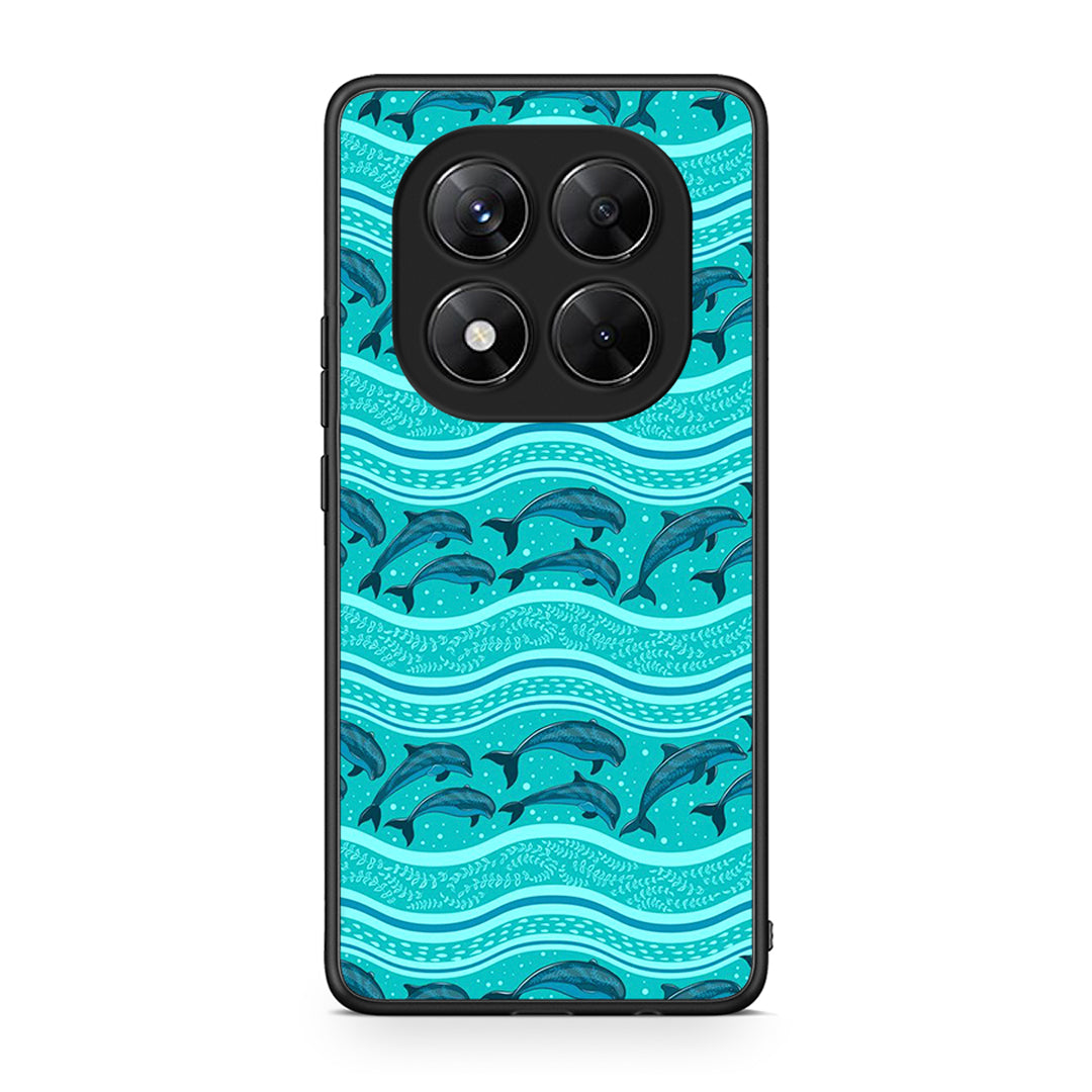 Xiaomi Redmi Note 14 Pro 5G / Poco X7 Swimming Dolphins θήκη από τη Smartfits με σχέδιο στο πίσω μέρος και μαύρο περίβλημα | Smartphone case with colorful back and black bezels by Smartfits