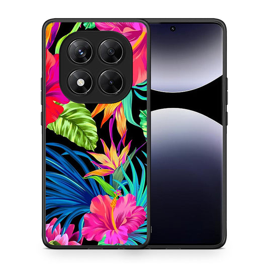 Θήκη Xiaomi Redmi Note 14 Pro 5G / Poco X7 Tropical Flowers από τη Smartfits με σχέδιο στο πίσω μέρος και μαύρο περίβλημα | Xiaomi Redmi Note 14 Pro 5G / Poco X7 Tropical Flowers case with colorful back and black bezels