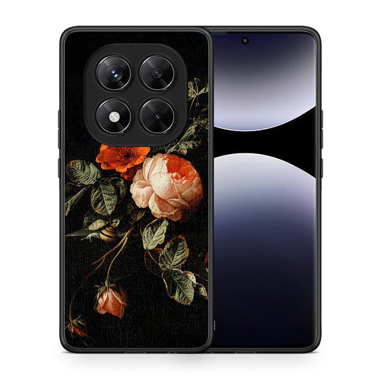 Θήκη Xiaomi Redmi Note 14 Pro 5G / Poco X7 Vintage Roses από τη Smartfits με σχέδιο στο πίσω μέρος και μαύρο περίβλημα | Xiaomi Redmi Note 14 Pro 5G / Poco X7 Vintage Roses case with colorful back and black bezels
