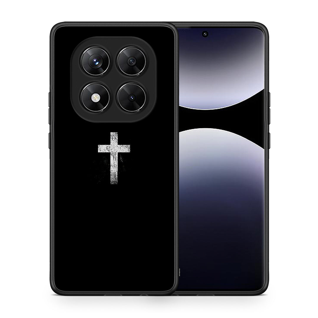 Θήκη Xiaomi Redmi Note 14 Pro 5G / Poco X7 White Cross από τη Smartfits με σχέδιο στο πίσω μέρος και μαύρο περίβλημα | Xiaomi Redmi Note 14 Pro 5G / Poco X7 White Cross case with colorful back and black bezels