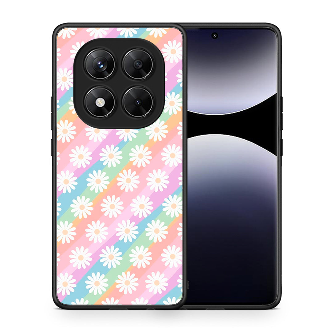Θήκη Xiaomi Redmi Note 14 Pro 5G / Poco X7 White Daisies από τη Smartfits με σχέδιο στο πίσω μέρος και μαύρο περίβλημα | Xiaomi Redmi Note 14 Pro 5G / Poco X7 White Daisies case with colorful back and black bezels
