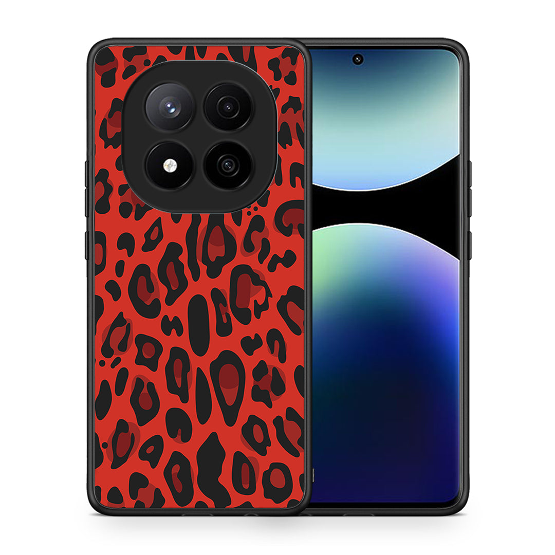 Θήκη Xiaomi Redmi Note 14 Pro Plus 5G Red Leopard Animal από τη Smartfits με σχέδιο στο πίσω μέρος και μαύρο περίβλημα | Xiaomi Redmi Note 14 Pro Plus 5G Red Leopard Animal case with colorful back and black bezels