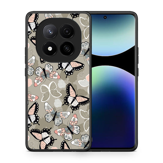 Θήκη Xiaomi Redmi Note 14 Pro Plus 5G Butterflies Boho από τη Smartfits με σχέδιο στο πίσω μέρος και μαύρο περίβλημα | Xiaomi Redmi Note 14 Pro Plus 5G Butterflies Boho case with colorful back and black bezels