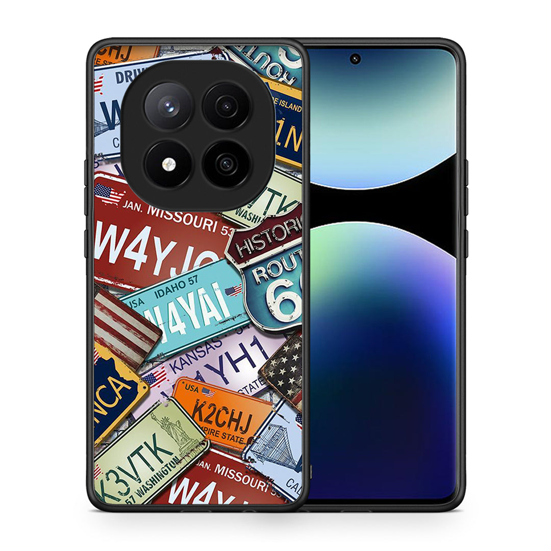 Θήκη Xiaomi Redmi Note 14 Pro Plus 5G Car Plates από τη Smartfits με σχέδιο στο πίσω μέρος και μαύρο περίβλημα | Xiaomi Redmi Note 14 Pro Plus 5G Car Plates case with colorful back and black bezels