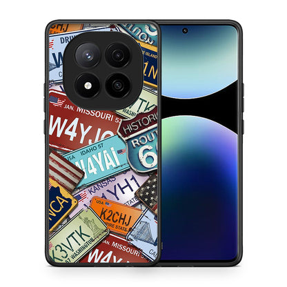 Θήκη Xiaomi Redmi Note 14 Pro Plus 5G Car Plates από τη Smartfits με σχέδιο στο πίσω μέρος και μαύρο περίβλημα | Xiaomi Redmi Note 14 Pro Plus 5G Car Plates case with colorful back and black bezels