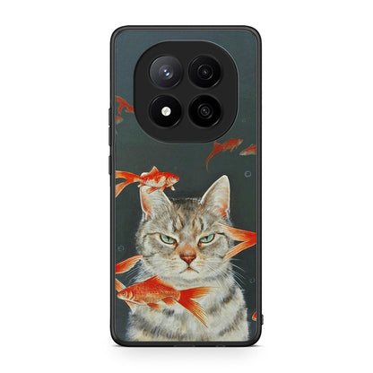 Xiaomi Redmi Note 14 Pro Plus 5G Cat Goldfish θήκη από τη Smartfits με σχέδιο στο πίσω μέρος και μαύρο περίβλημα | Smartphone case with colorful back and black bezels by Smartfits