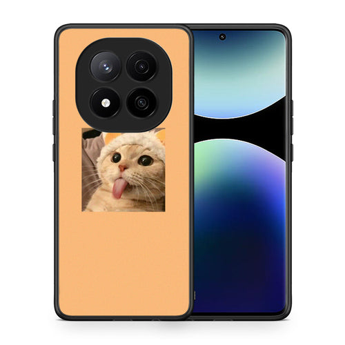 Θήκη Xiaomi Redmi Note 14 Pro Plus 5G Cat Tongue από τη Smartfits με σχέδιο στο πίσω μέρος και μαύρο περίβλημα | Xiaomi Redmi Note 14 Pro Plus 5G Cat Tongue case with colorful back and black bezels