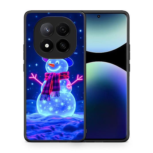 Θήκη Xiaomi Redmi Note 14 Pro Plus 5G Christmas Neon Snowman από τη Smartfits με σχέδιο στο πίσω μέρος και μαύρο περίβλημα | Xiaomi Redmi Note 14 Pro Plus 5G Christmas Neon Snowman case with colorful back and black bezels