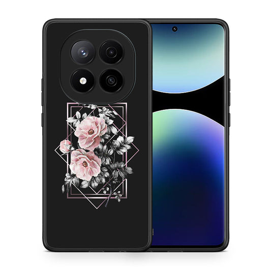 Θήκη Xiaomi Redmi Note 14 Pro Plus 5G Frame Flower από τη Smartfits με σχέδιο στο πίσω μέρος και μαύρο περίβλημα | Xiaomi Redmi Note 14 Pro Plus 5G Frame Flower case with colorful back and black bezels