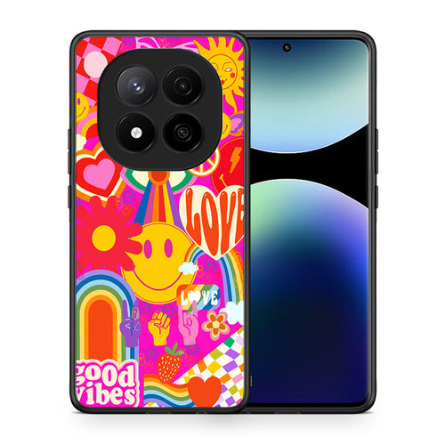 Θήκη Xiaomi Redmi Note 14 Pro Plus 5G Hippie Love από τη Smartfits με σχέδιο στο πίσω μέρος και μαύρο περίβλημα | Xiaomi Redmi Note 14 Pro Plus 5G Hippie Love case with colorful back and black bezels
