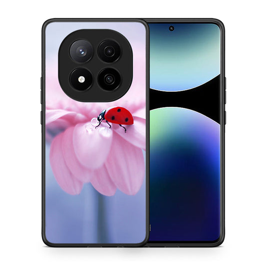 Θήκη Xiaomi Redmi Note 14 Pro Plus 5G Ladybug Flower από τη Smartfits με σχέδιο στο πίσω μέρος και μαύρο περίβλημα | Xiaomi Redmi Note 14 Pro Plus 5G Ladybug Flower case with colorful back and black bezels