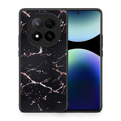 Θήκη Xiaomi Redmi Note 14 Pro Plus 5G Black Rosegold Marble από τη Smartfits με σχέδιο στο πίσω μέρος και μαύρο περίβλημα | Xiaomi Redmi Note 14 Pro Plus 5G Black Rosegold Marble case with colorful back and black bezels