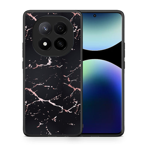 Θήκη Xiaomi Redmi Note 14 Pro Plus 5G Black Rosegold Marble από τη Smartfits με σχέδιο στο πίσω μέρος και μαύρο περίβλημα | Xiaomi Redmi Note 14 Pro Plus 5G Black Rosegold Marble case with colorful back and black bezels