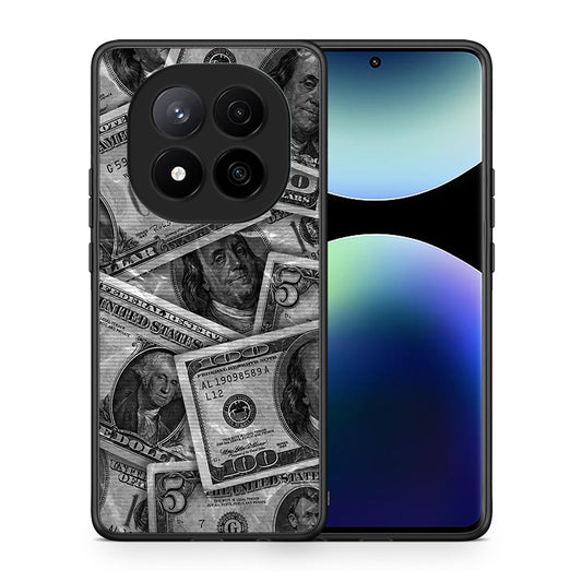 Θήκη Xiaomi Redmi Note 14 Pro Plus 5G Money Dollars από τη Smartfits με σχέδιο στο πίσω μέρος και μαύρο περίβλημα | Xiaomi Redmi Note 14 Pro Plus 5G Money Dollars case with colorful back and black bezels