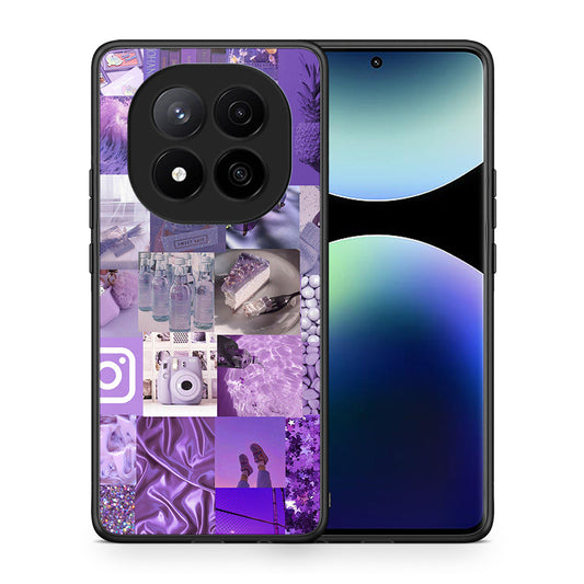 Θήκη Xiaomi Redmi Note 14 Pro Plus 5G Purple Aesthetic Collage από τη Smartfits με σχέδιο στο πίσω μέρος και μαύρο περίβλημα | Xiaomi Redmi Note 14 Pro Plus 5G Purple Aesthetic Collage case with colorful back and black bezels