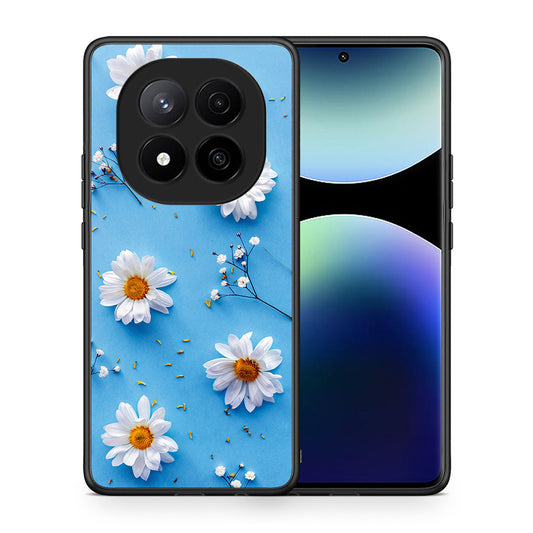 Θήκη Xiaomi Redmi Note 14 Pro Plus 5G Real Daisies από τη Smartfits με σχέδιο στο πίσω μέρος και μαύρο περίβλημα | Xiaomi Redmi Note 14 Pro Plus 5G Real Daisies case with colorful back and black bezels