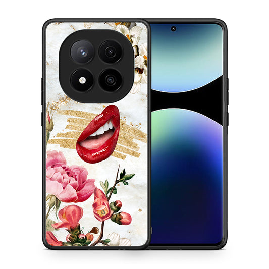 Θήκη Xiaomi Redmi Note 14 Pro Plus 5G Red Lips από τη Smartfits με σχέδιο στο πίσω μέρος και μαύρο περίβλημα | Xiaomi Redmi Note 14 Pro Plus 5G Red Lips case with colorful back and black bezels