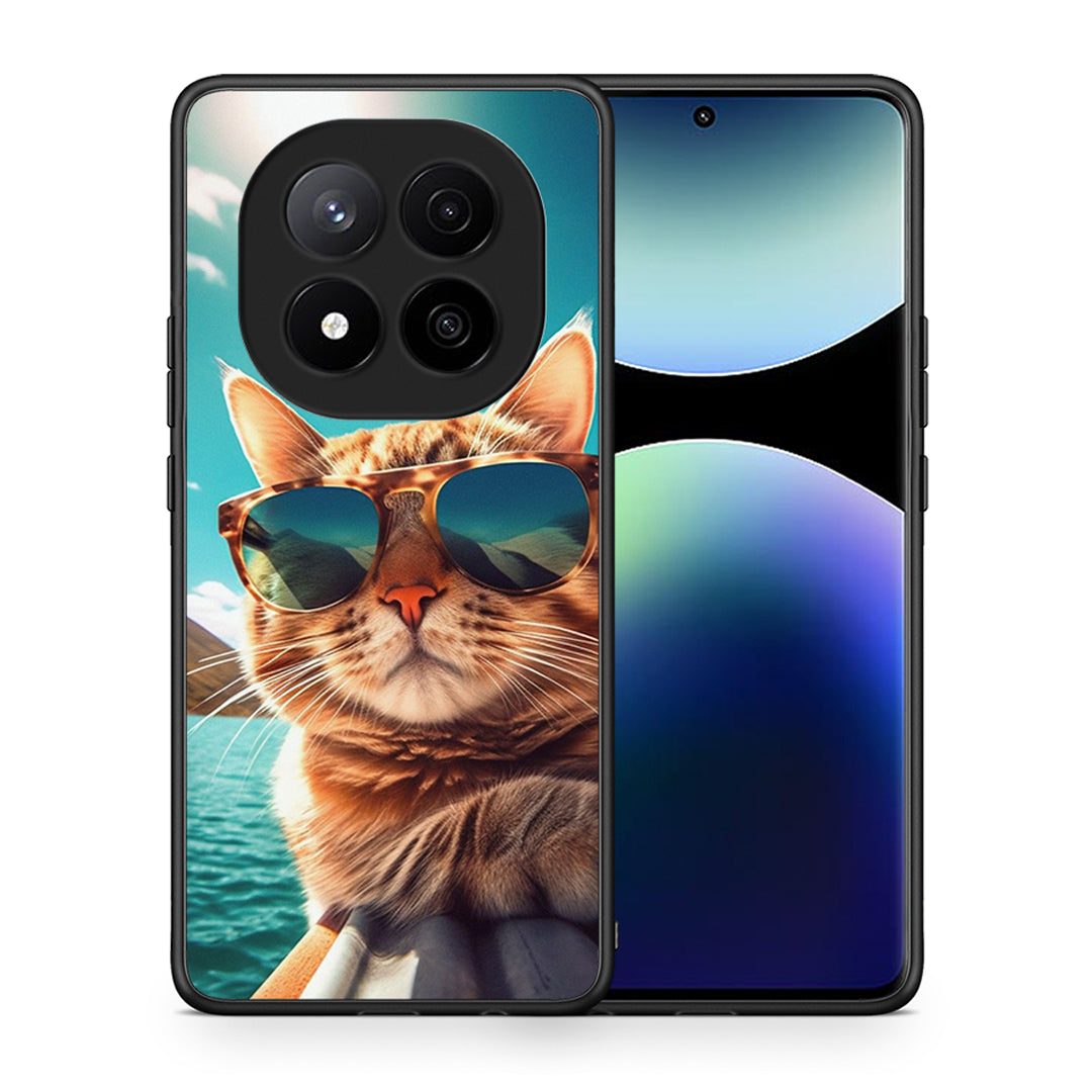 Θήκη Xiaomi Redmi Note 14 Pro Plus 5G Summer Cat από τη Smartfits με σχέδιο στο πίσω μέρος και μαύρο περίβλημα | Xiaomi Redmi Note 14 Pro Plus 5G Summer Cat case with colorful back and black bezels