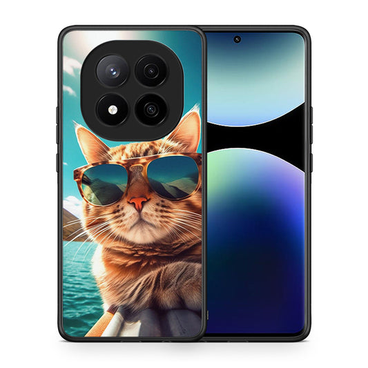 Θήκη Xiaomi Redmi Note 14 Pro Plus 5G Summer Cat από τη Smartfits με σχέδιο στο πίσω μέρος και μαύρο περίβλημα | Xiaomi Redmi Note 14 Pro Plus 5G Summer Cat case with colorful back and black bezels
