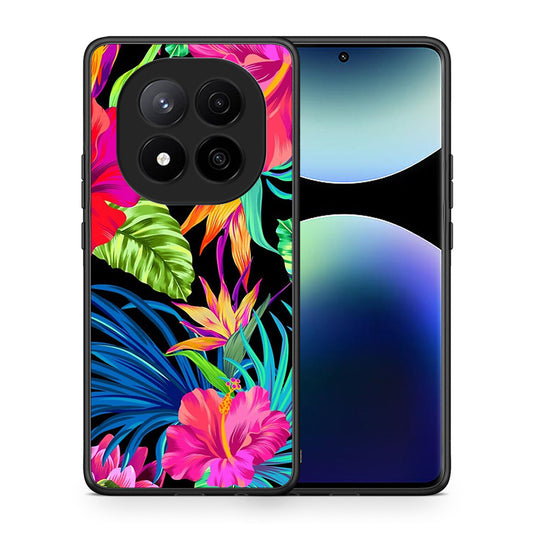 Θήκη Xiaomi Redmi Note 14 Pro Plus 5G Tropical Flowers από τη Smartfits με σχέδιο στο πίσω μέρος και μαύρο περίβλημα | Xiaomi Redmi Note 14 Pro Plus 5G Tropical Flowers case with colorful back and black bezels