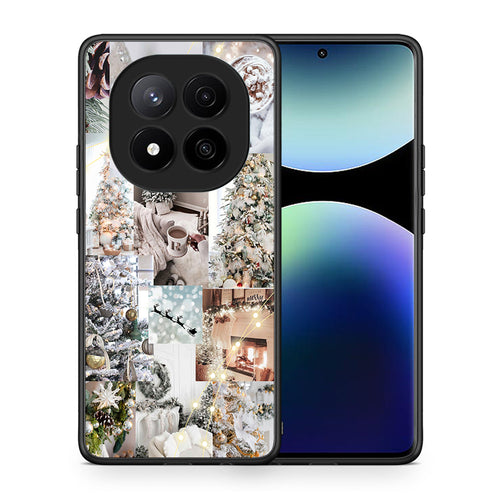 Θήκη Xiaomi Redmi Note 14 Pro Plus 5G White Christmas από τη Smartfits με σχέδιο στο πίσω μέρος και μαύρο περίβλημα | Xiaomi Redmi Note 14 Pro Plus 5G White Christmas case with colorful back and black bezels
