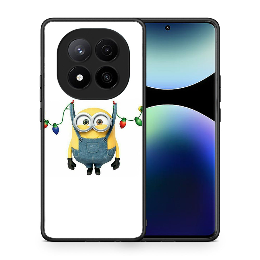 Θήκη Xiaomi Redmi Note 14 Pro Plus 5G Xmas Minion Lights από τη Smartfits με σχέδιο στο πίσω μέρος και μαύρο περίβλημα | Xiaomi Redmi Note 14 Pro Plus 5G Xmas Minion Lights case with colorful back and black bezels