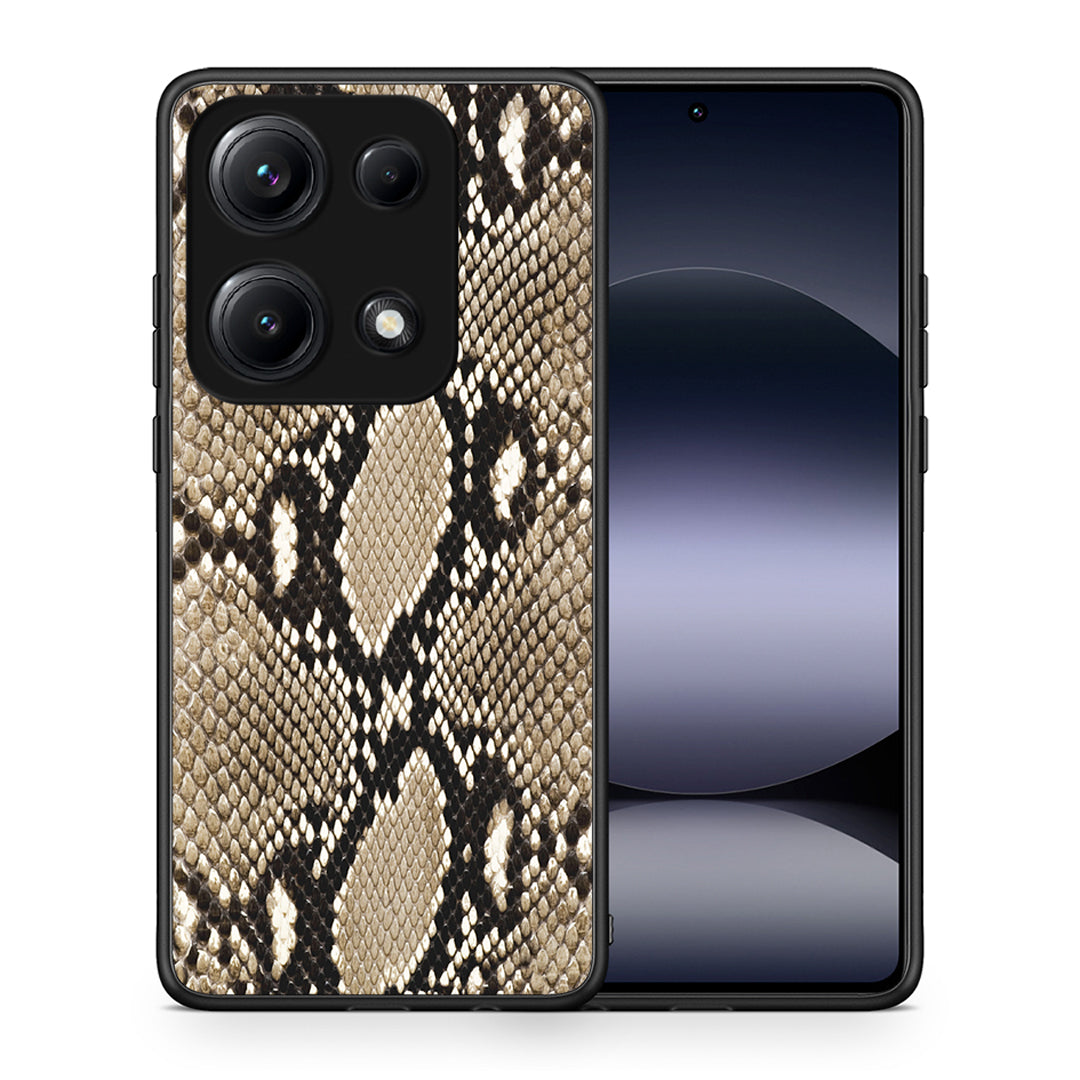 Θήκη Xiaomi Redmi Note 14S Fashion Snake Animal από τη Smartfits με σχέδιο στο πίσω μέρος και μαύρο περίβλημα | Xiaomi Redmi Note 14S Fashion Snake Animal case with colorful back and black bezels