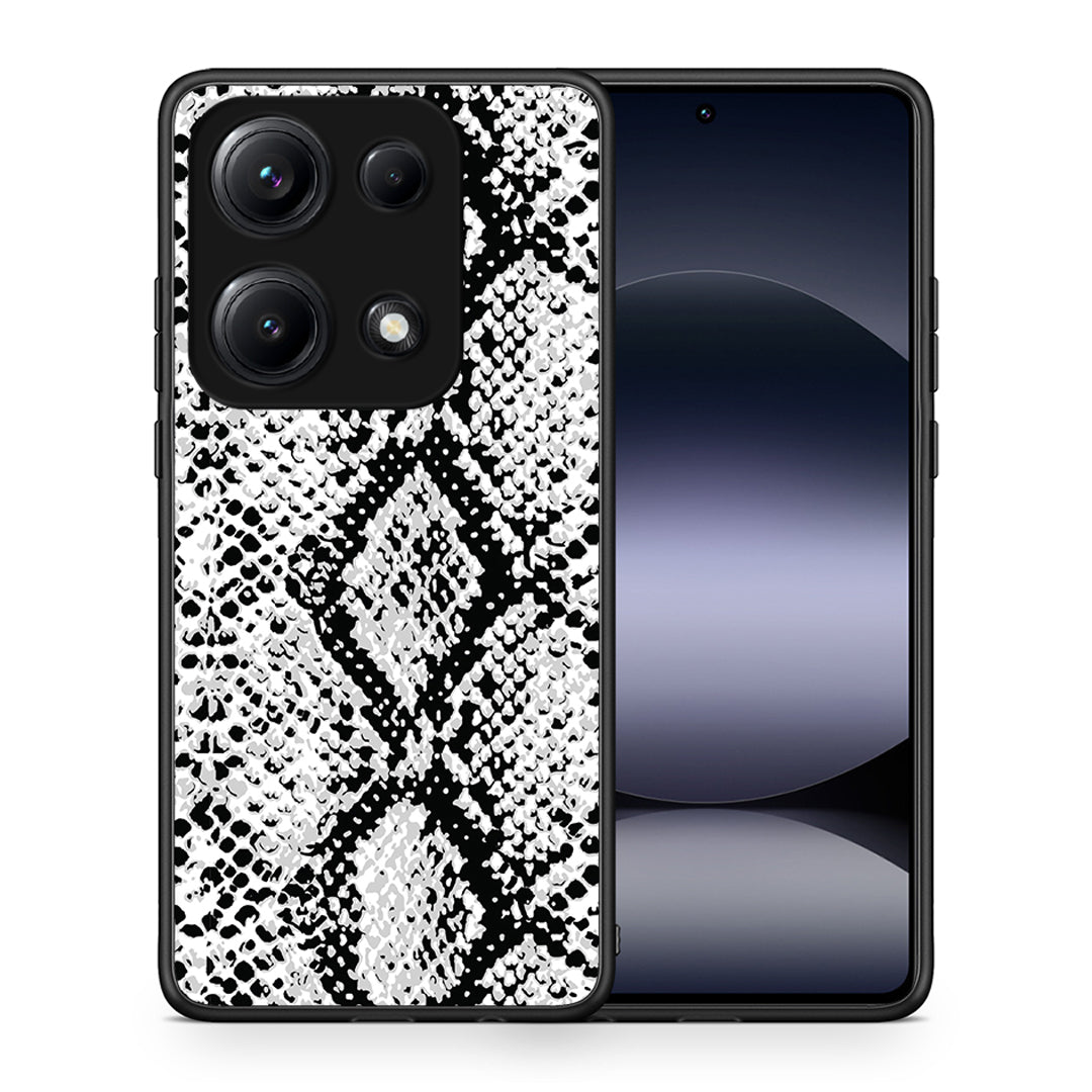 Θήκη Xiaomi Redmi Note 14S White Snake Animal από τη Smartfits με σχέδιο στο πίσω μέρος και μαύρο περίβλημα | Xiaomi Redmi Note 14S White Snake Animal case with colorful back and black bezels
