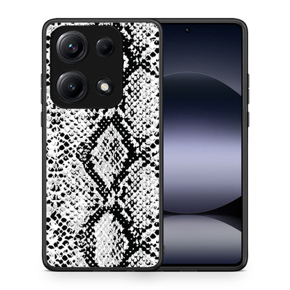 Θήκη Xiaomi Redmi Note 14S White Snake Animal από τη Smartfits με σχέδιο στο πίσω μέρος και μαύρο περίβλημα | Xiaomi Redmi Note 14S White Snake Animal case with colorful back and black bezels