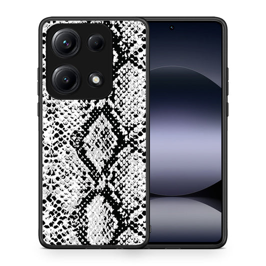 Θήκη Xiaomi Redmi Note 14S White Snake Animal από τη Smartfits με σχέδιο στο πίσω μέρος και μαύρο περίβλημα | Xiaomi Redmi Note 14S White Snake Animal case with colorful back and black bezels