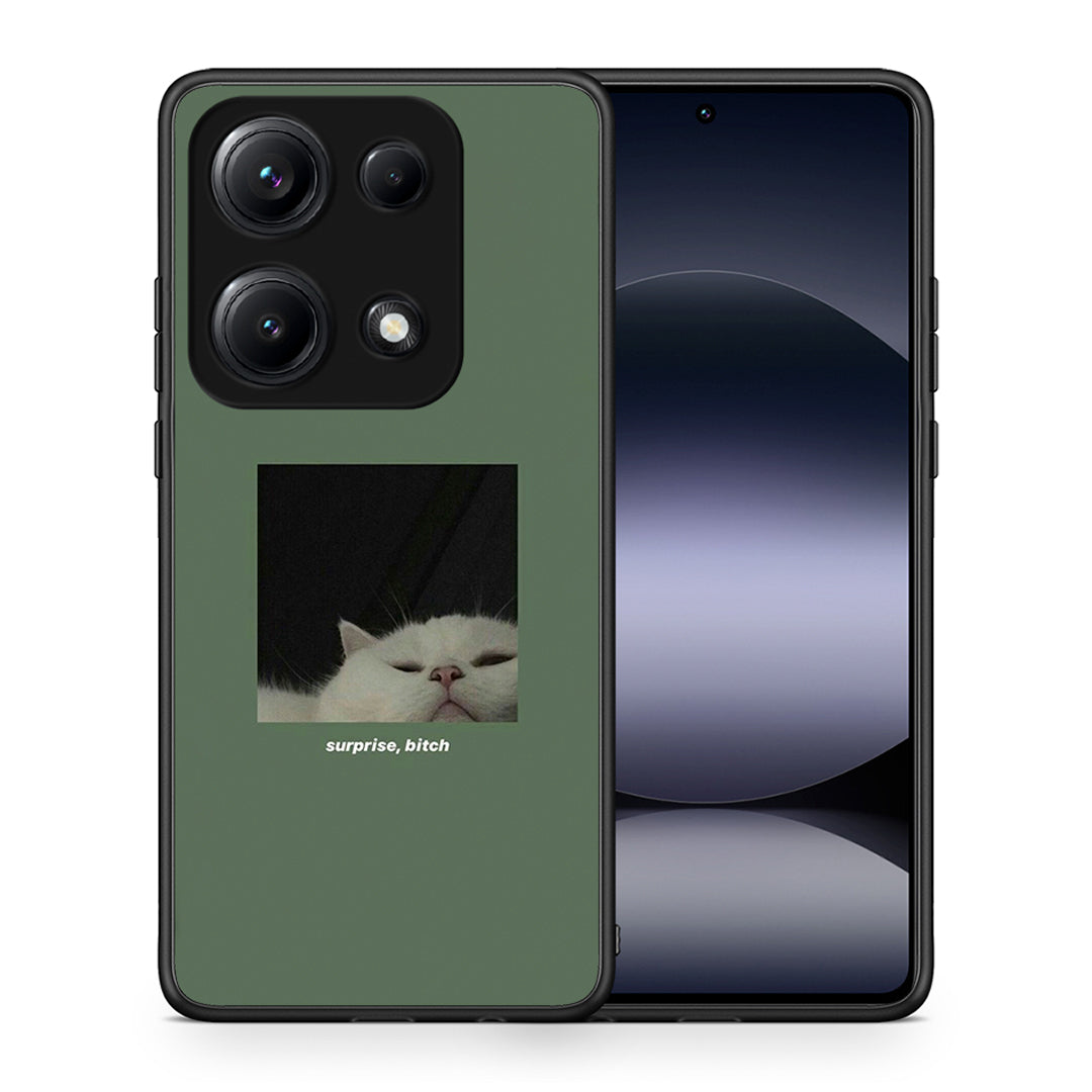 Θήκη Xiaomi Redmi Note 14S Bitch Surprise από τη Smartfits με σχέδιο στο πίσω μέρος και μαύρο περίβλημα | Xiaomi Redmi Note 14S Bitch Surprise case with colorful back and black bezels