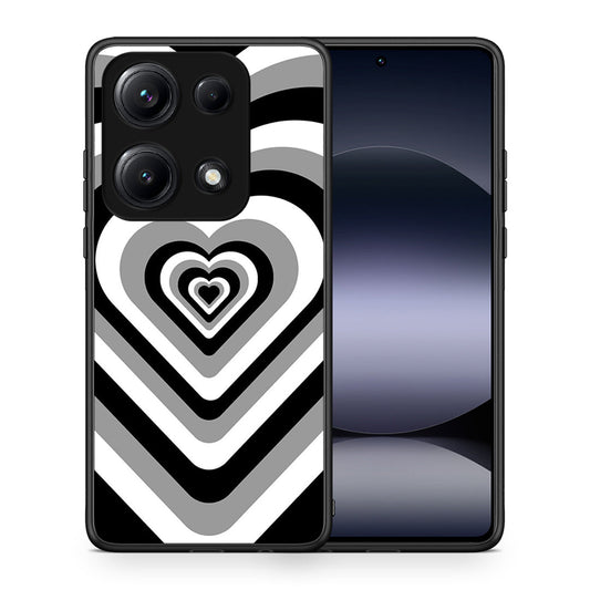 Θήκη Xiaomi Redmi Note 14S Black Hearts από τη Smartfits με σχέδιο στο πίσω μέρος και μαύρο περίβλημα | Xiaomi Redmi Note 14S Black Hearts case with colorful back and black bezels