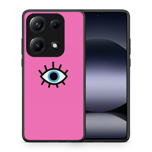 Θήκη Xiaomi Redmi Note 14S Blue Eye Pink από τη Smartfits με σχέδιο στο πίσω μέρος και μαύρο περίβλημα | Xiaomi Redmi Note 14S Blue Eye Pink case with colorful back and black bezels